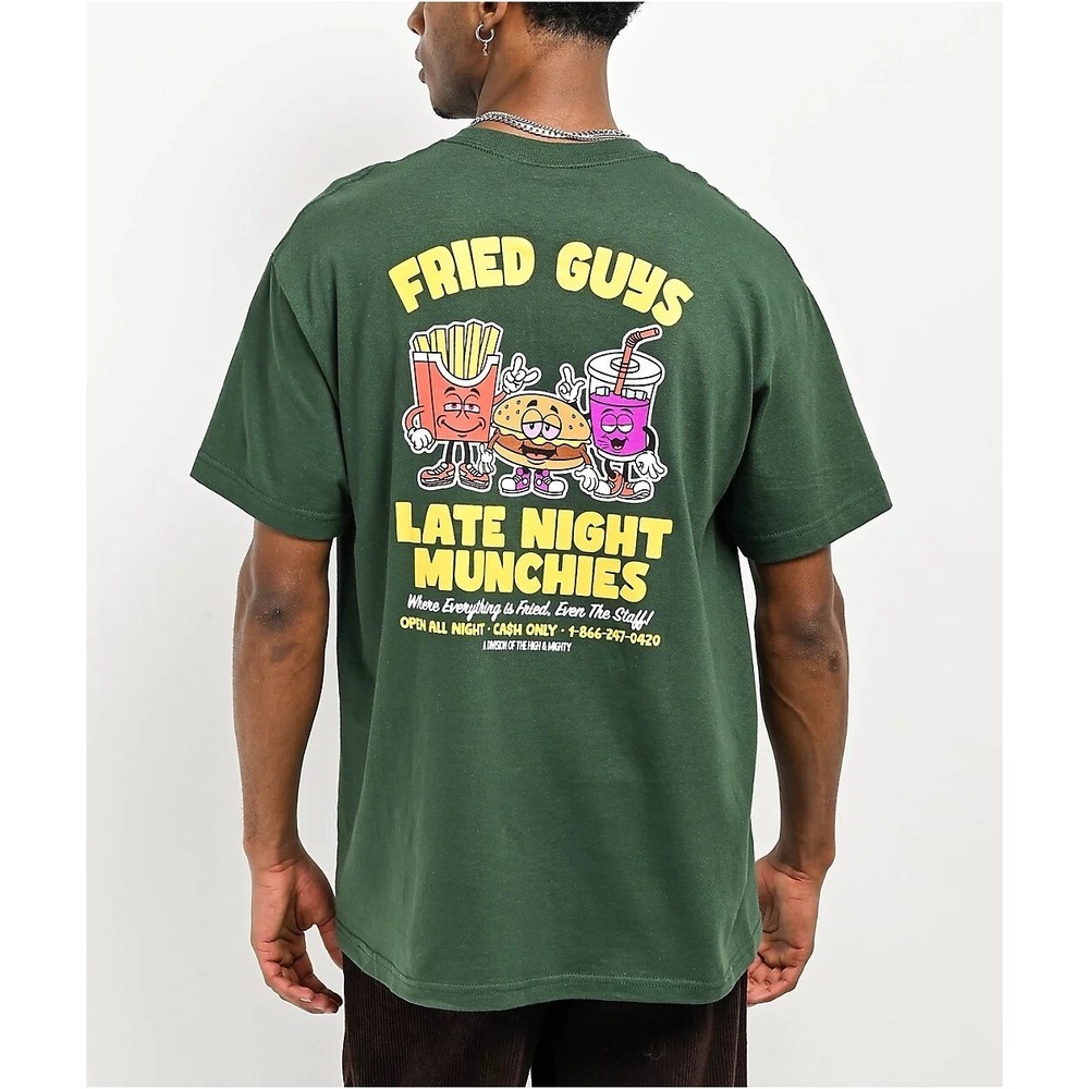 The High & Mighty Fried Guys Green T-Shirt In Green Size Medium‎